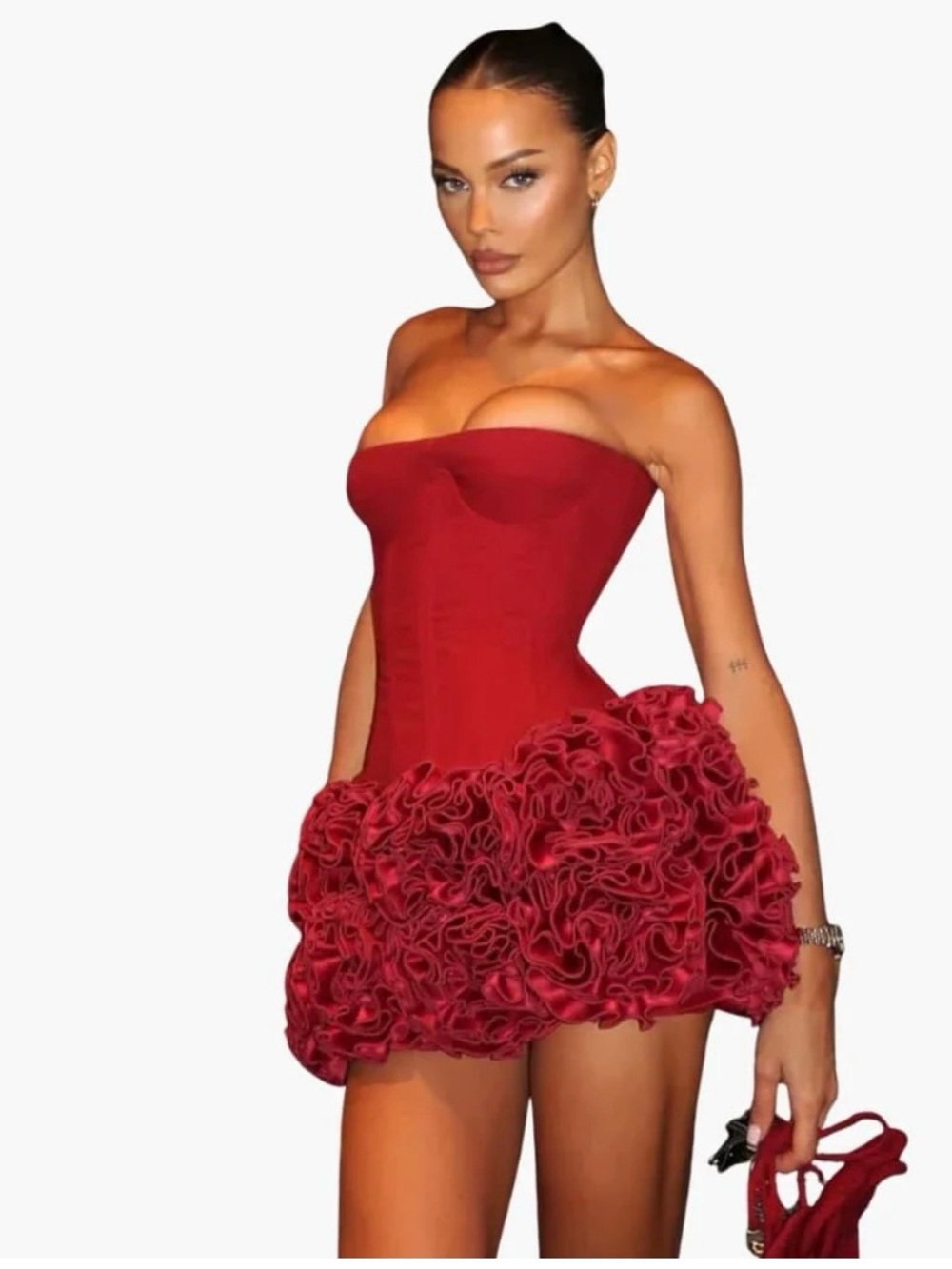 Strapless Red Ruffle Mini 2 piece